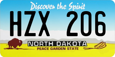ND license plate HZX206