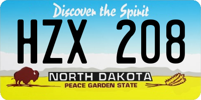 ND license plate HZX208