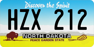 ND license plate HZX212