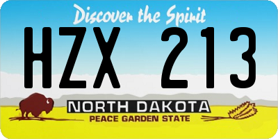ND license plate HZX213
