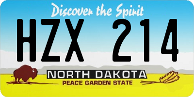 ND license plate HZX214