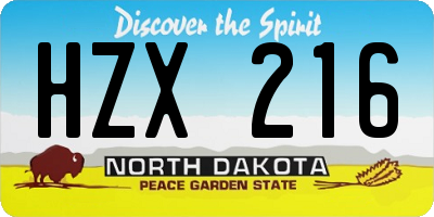 ND license plate HZX216