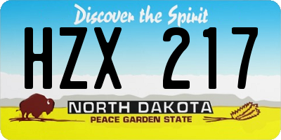 ND license plate HZX217