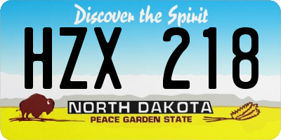 ND license plate HZX218