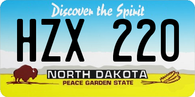 ND license plate HZX220