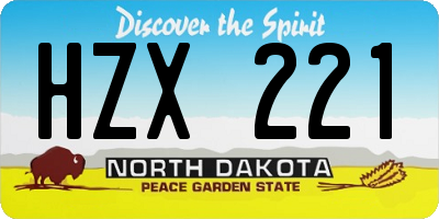 ND license plate HZX221