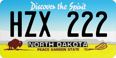 ND license plate HZX222