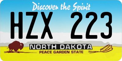 ND license plate HZX223