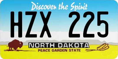 ND license plate HZX225