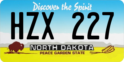 ND license plate HZX227