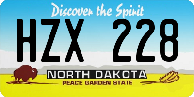 ND license plate HZX228