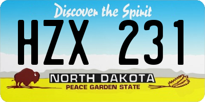ND license plate HZX231