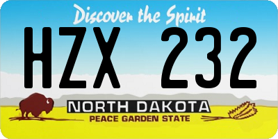 ND license plate HZX232
