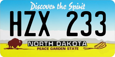 ND license plate HZX233