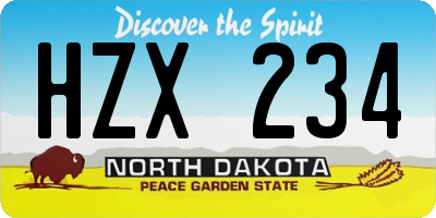 ND license plate HZX234