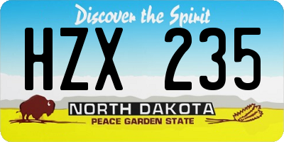 ND license plate HZX235