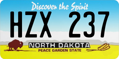 ND license plate HZX237