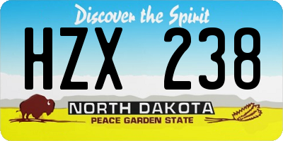 ND license plate HZX238