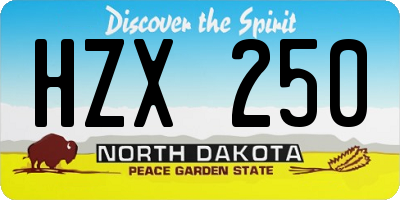 ND license plate HZX250