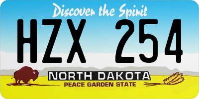 ND license plate HZX254