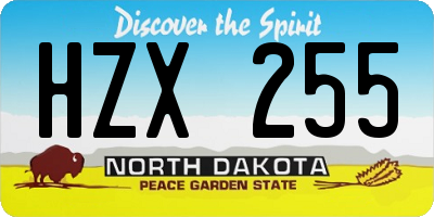 ND license plate HZX255