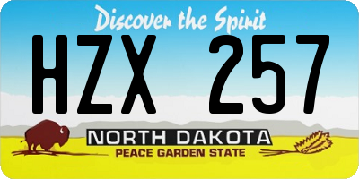 ND license plate HZX257
