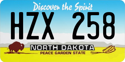 ND license plate HZX258