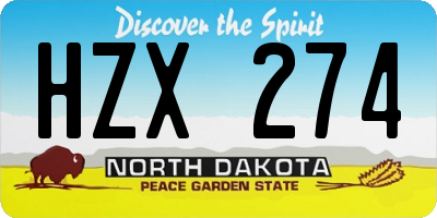 ND license plate HZX274