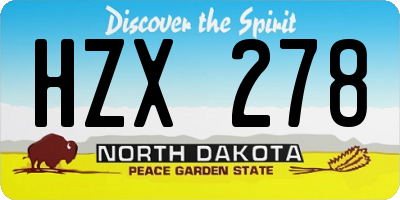 ND license plate HZX278