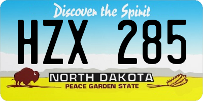 ND license plate HZX285