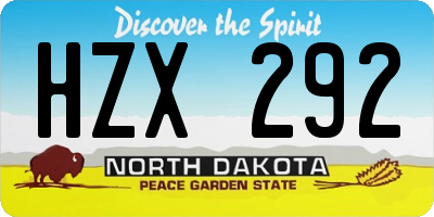 ND license plate HZX292