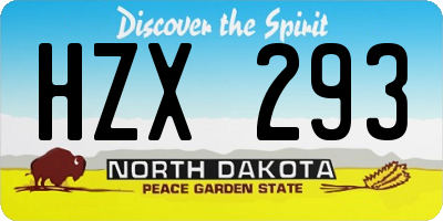 ND license plate HZX293
