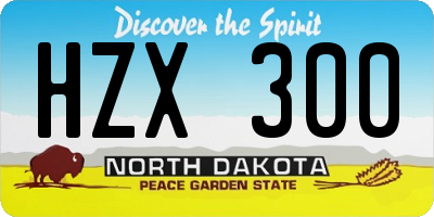 ND license plate HZX300