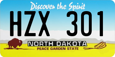 ND license plate HZX301