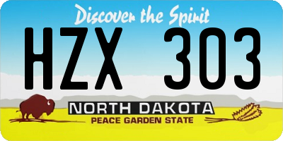 ND license plate HZX303