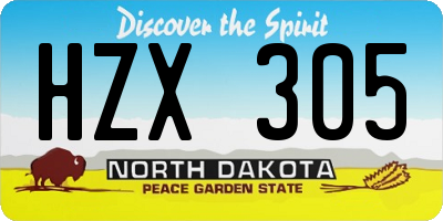 ND license plate HZX305