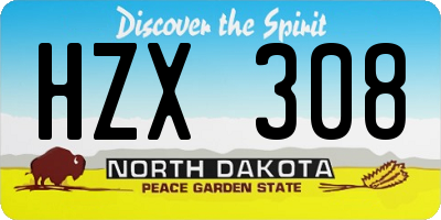 ND license plate HZX308