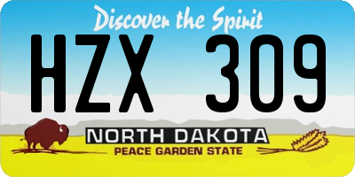 ND license plate HZX309