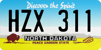 ND license plate HZX311