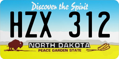 ND license plate HZX312