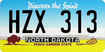 ND license plate HZX313