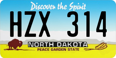 ND license plate HZX314