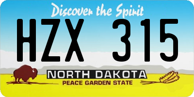 ND license plate HZX315