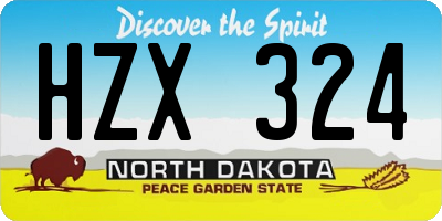 ND license plate HZX324