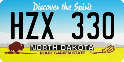 ND license plate HZX330