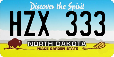 ND license plate HZX333
