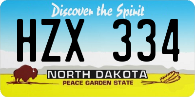 ND license plate HZX334