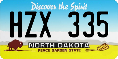 ND license plate HZX335