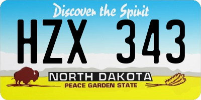 ND license plate HZX343