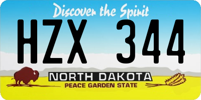 ND license plate HZX344